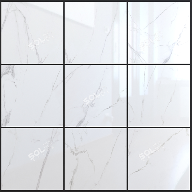 Elegant Afyon White Marble Set 3D model image 1