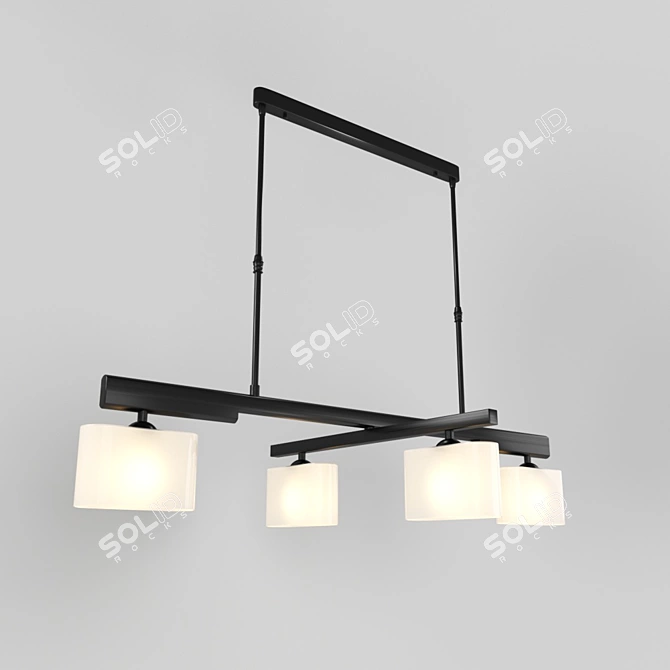 Modern Black Pendant Light with Adjustable Height 3D model image 1