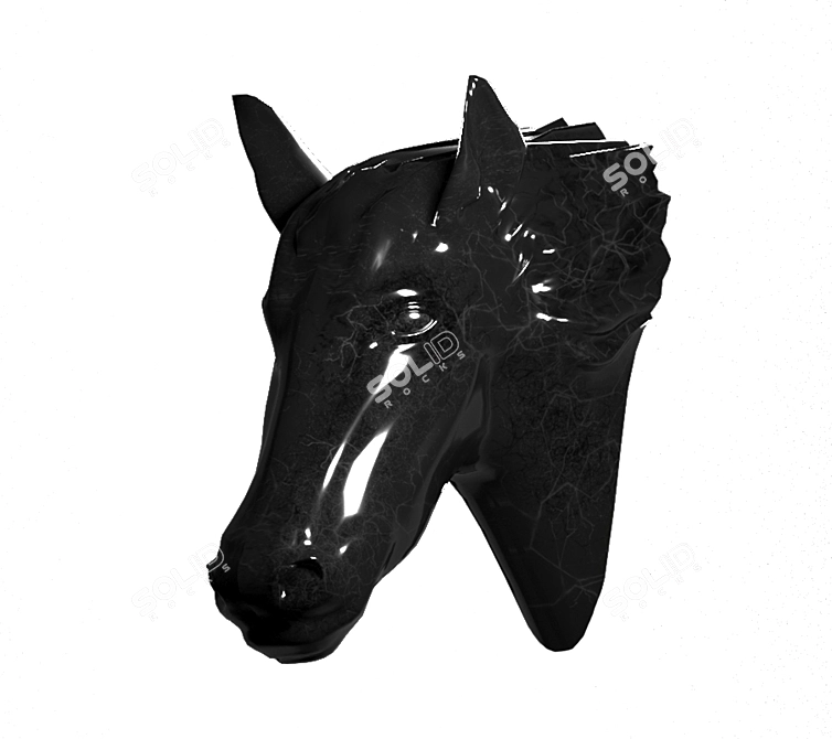 Elegant Black Horse Head Wall Decor 3D model image 1