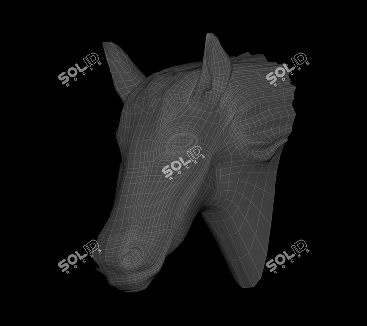 Elegant Black Horse Head Wall Decor 3D model image 2