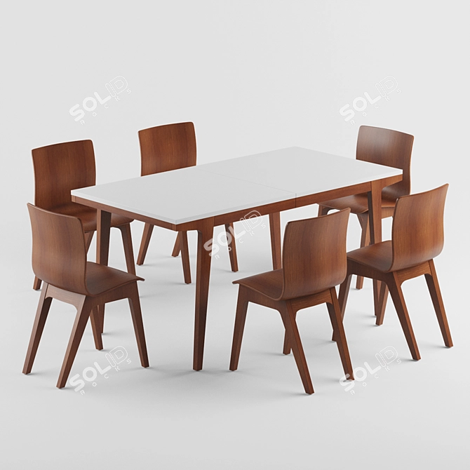 Scandinavian Inspired Expandable Dining Table 3D model image 1