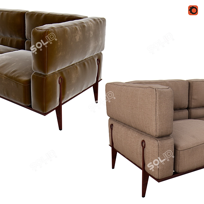 Realistic 3D Sofa Model 3D model image 2