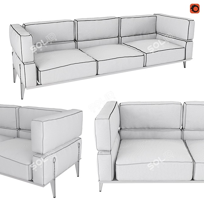 Realistic 3D Sofa Model 3D model image 3