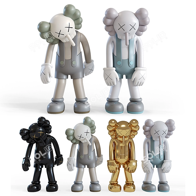 Limited Edition KAWS Small Lie Figures 3D model image 1