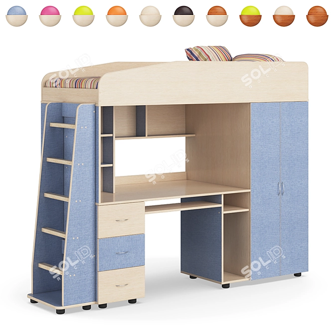 Legenda K01 + LP04 Kids Modular Bed 3D model image 1