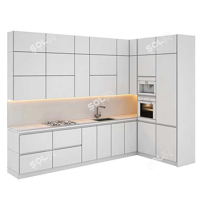 
Kitchen 018: Versatile Modular Design 3D model image 5