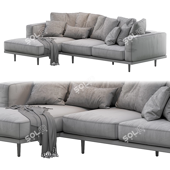 Newport Chaise Sectional Sofa 3D model image 5