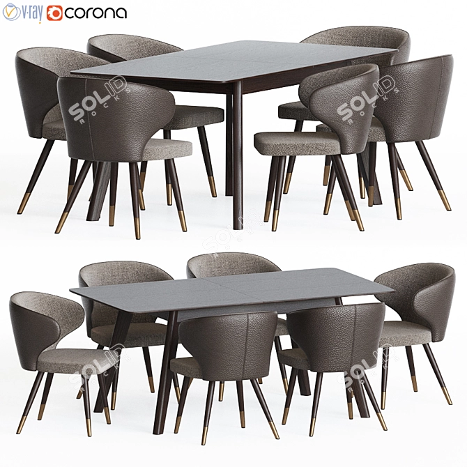 Modern Gray Dining Set 3D model image 1