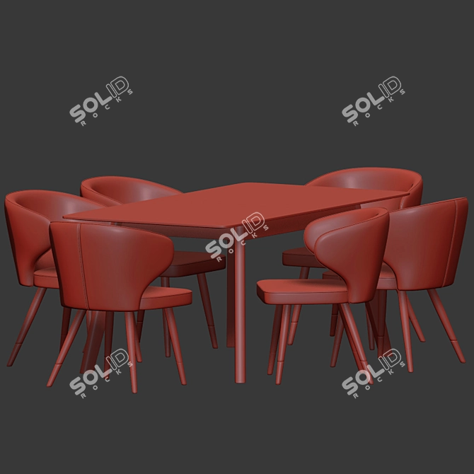 Modern Gray Dining Set 3D model image 5