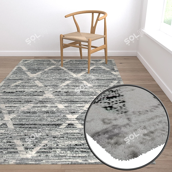 Luxury Carpet Set: 3 High-Quality Textured Rugs 3D model image 5