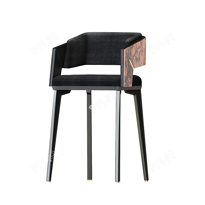 Elegant Walnut and Brass Bar Chair 3D model image 2