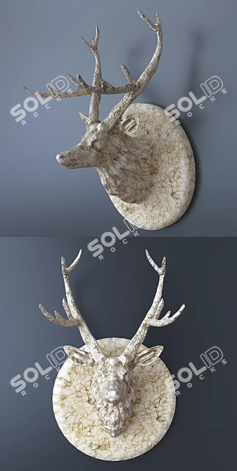 Wild Elegance: Marble Deer & Elephant Wall Sculpture 3D model image 3