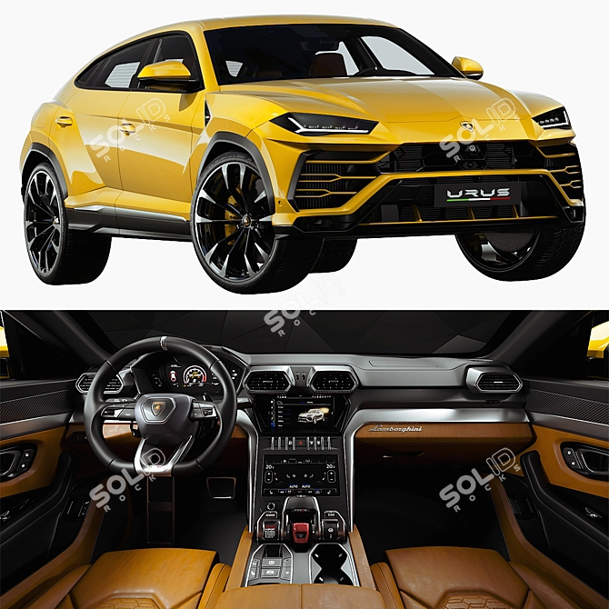 Highly Detailed Lamborghini Urus 3D Model 3D model image 4