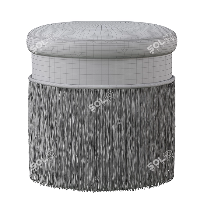 Mauve Velvet Fringed Ottoman 3D model image 4