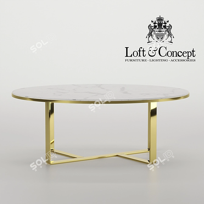 Elegant Marble Oval Coffee Table 3D model image 1