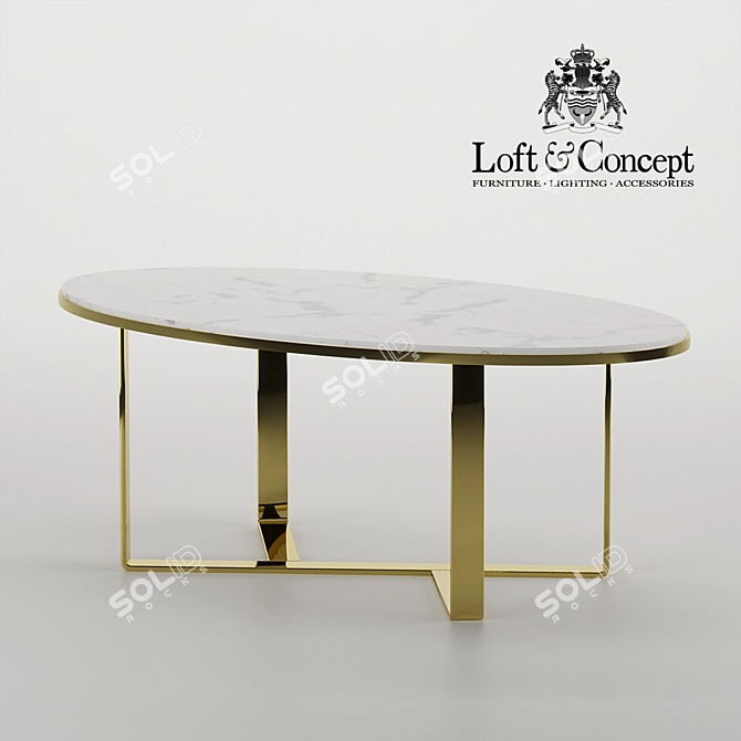 Elegant Marble Oval Coffee Table 3D model image 2