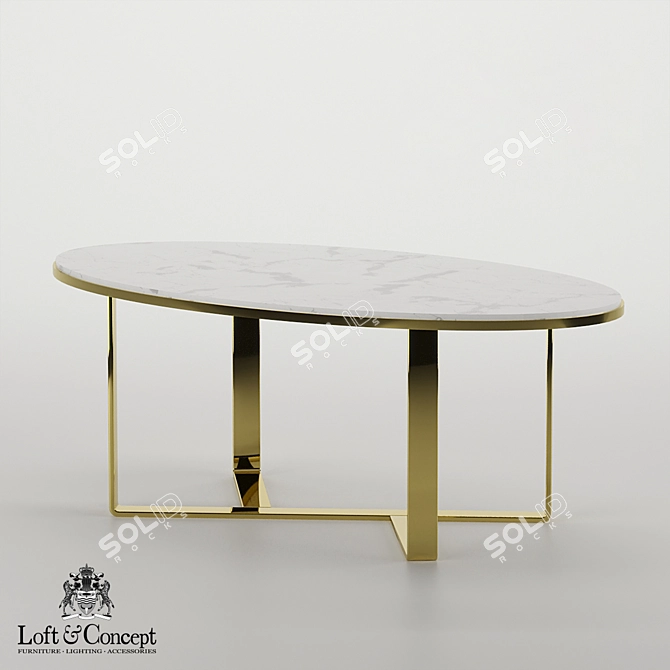 Elegant Marble Oval Coffee Table 3D model image 5