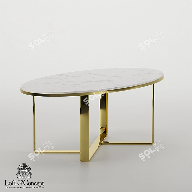 Elegant Marble Oval Coffee Table 3D model image 6