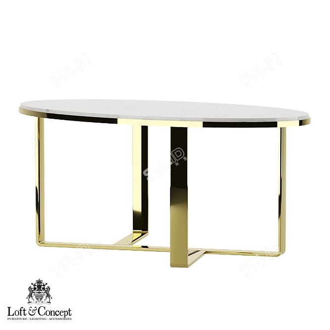 Elegant Marble Oval Coffee Table 3D model image 8