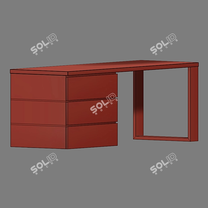 Minimalistic Mao Oak Desk 3D model image 3