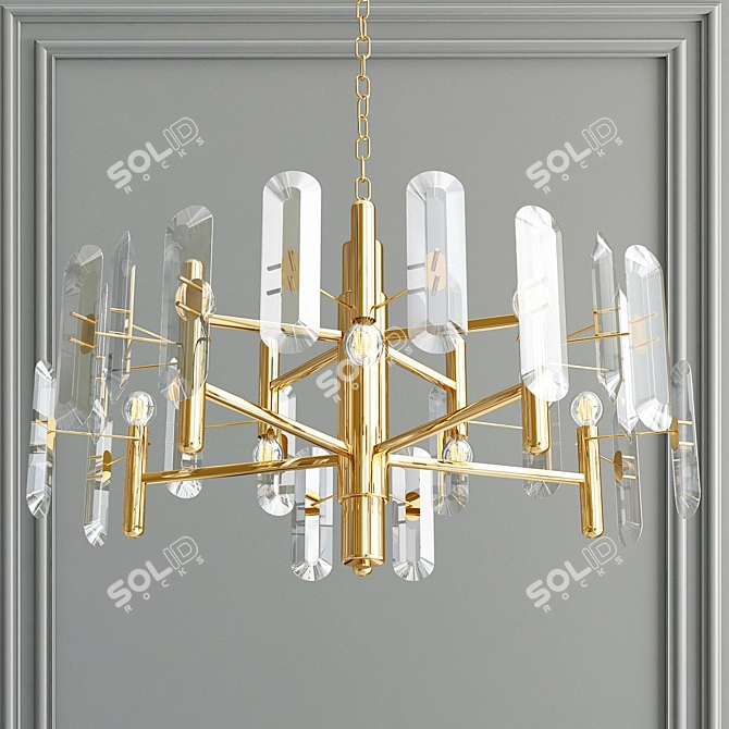 Golden Glow Crystal Chandelier 3D model image 4