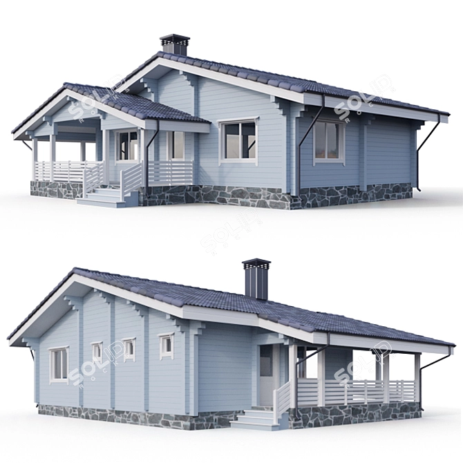 Cozy Wooden Cabin 3D model image 1