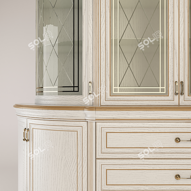 Elegant Oak Dresser with Golden Accents 3D model image 3