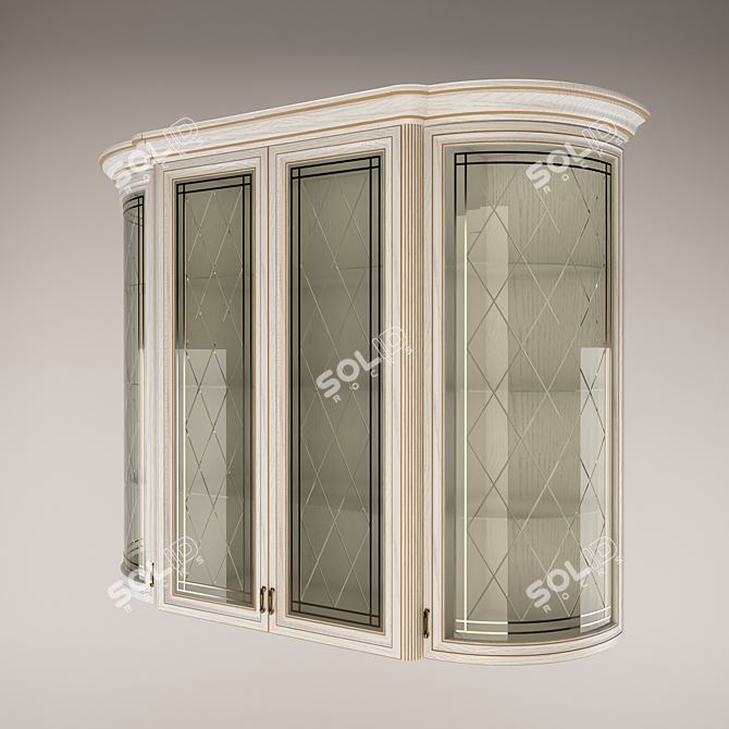 Elegant Oak Dresser with Golden Accents 3D model image 5