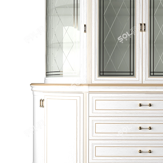 Elegant Oak Dresser with Golden Accents 3D model image 7