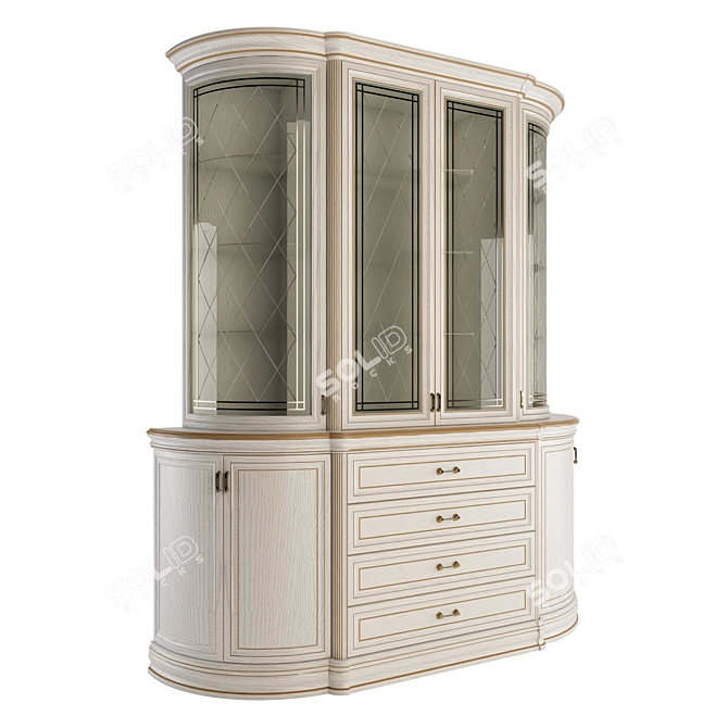 Elegant Oak Dresser with Golden Accents 3D model image 9