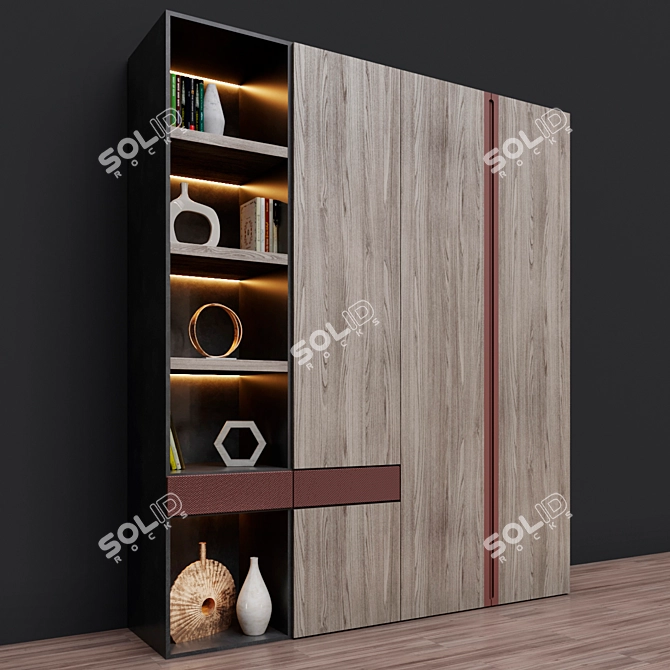 Modern Furniture Composition: W2420 x H2800 x D590 mm 3D model image 4