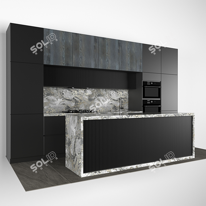 Modern Kitchen Set: Spacious & Stylish 3D model image 1