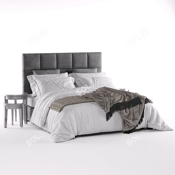 Elegant Meridiani Bardo Bed 3D model image 3
