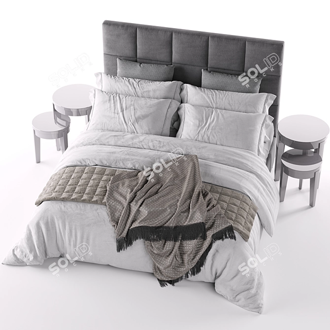 Elegant Meridiani Bardo Bed 3D model image 4