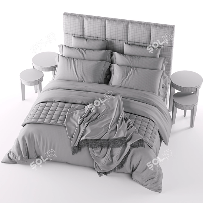 Elegant Meridiani Bardo Bed 3D model image 5