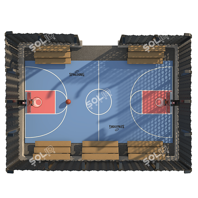 Street-Scale Basketball Playground 3D model image 2