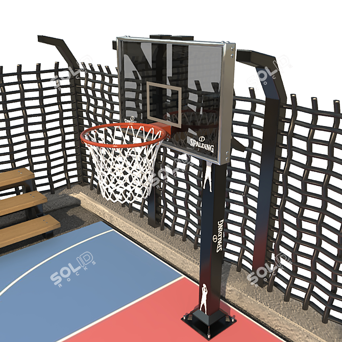 Street-Scale Basketball Playground 3D model image 3