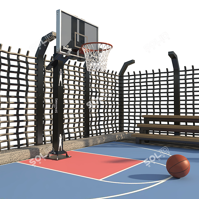 Street-Scale Basketball Playground 3D model image 4