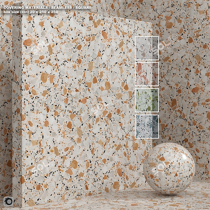 Seamless Terrazzo Quartzite Stone Set 149 3D model image 1