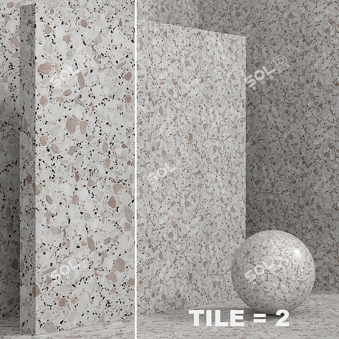 Seamless Terrazzo Quartzite Stone Set 149 3D model image 3