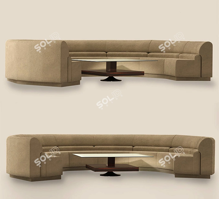 Sleek Office Sofa and Table 3D model image 3