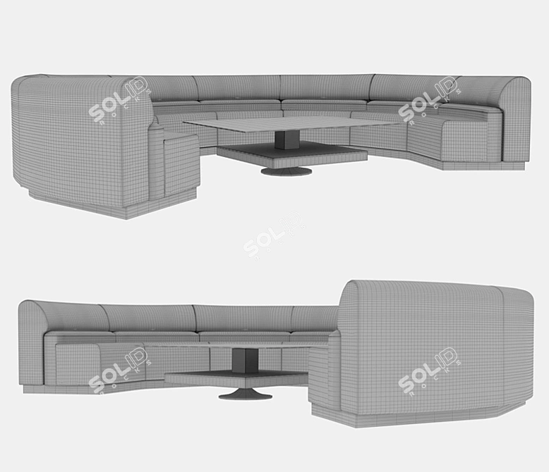 Sleek Office Sofa and Table 3D model image 1