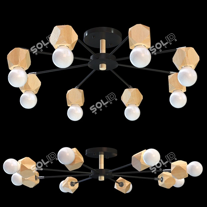 Scandinavian Style Black Polygon Chandelier 3D model image 1