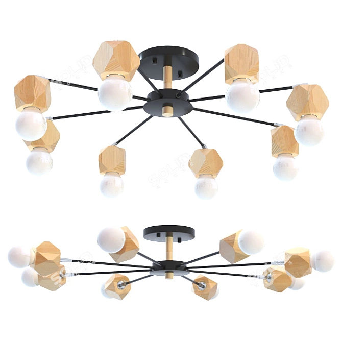 Scandinavian Style Black Polygon Chandelier 3D model image 3