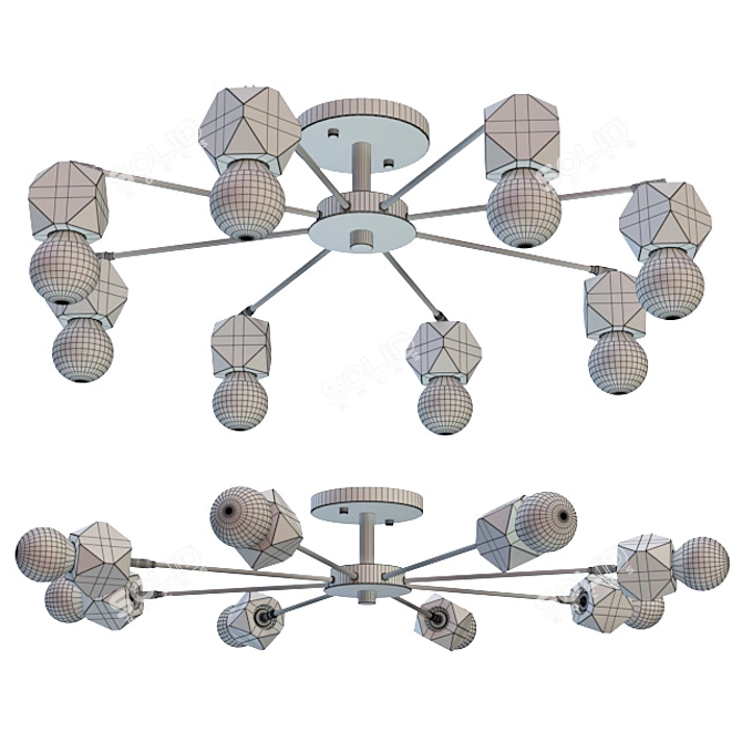 Scandinavian Style Black Polygon Chandelier 3D model image 4