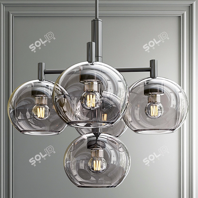 Elegant Brass Gloria Chandelier: 5 Lights 3D model image 1