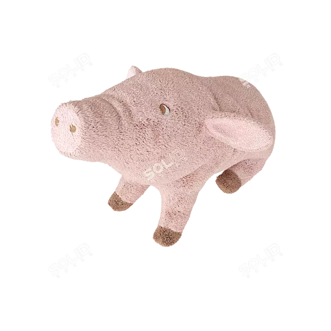 Snuggly Pink Pig Plush 3D model image 1