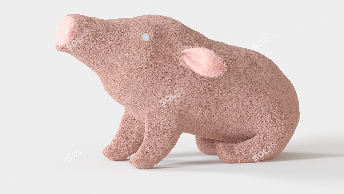 Snuggly Pink Pig Plush 3D model image 2
