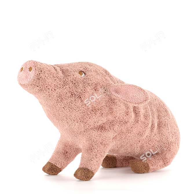 Snuggly Pink Pig Plush 3D model image 4