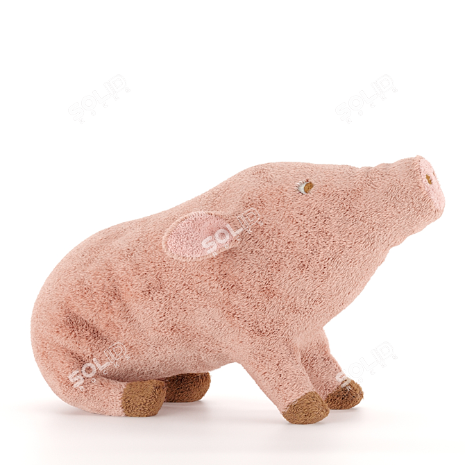 Snuggly Pink Pig Plush 3D model image 6